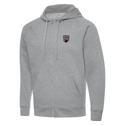 Men's Antigua Heather Gray San Antonio FC Victory Raglan Full-Zip Fleece Hoodie