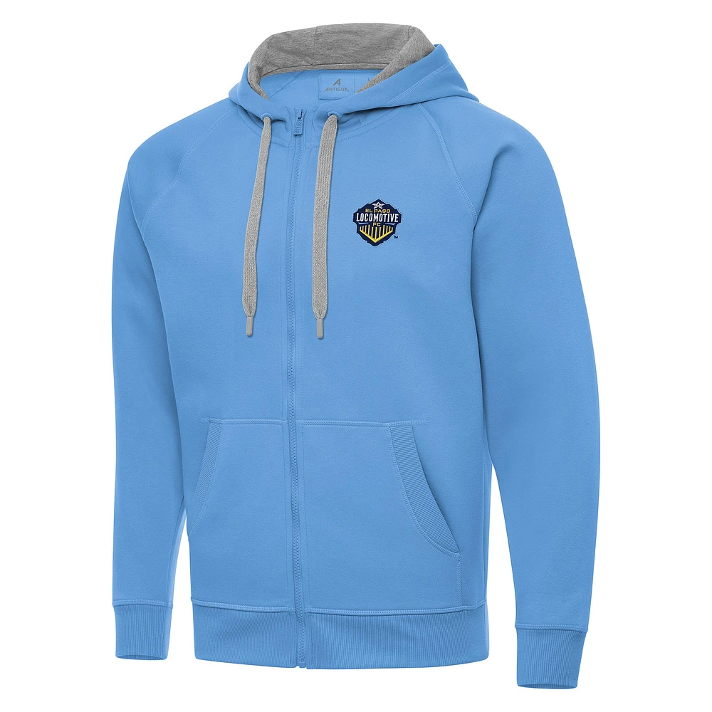 Men's Antigua Powder Blue El Paso Locomotive FC Victory Raglan Full-Zip Fleece Hoodie