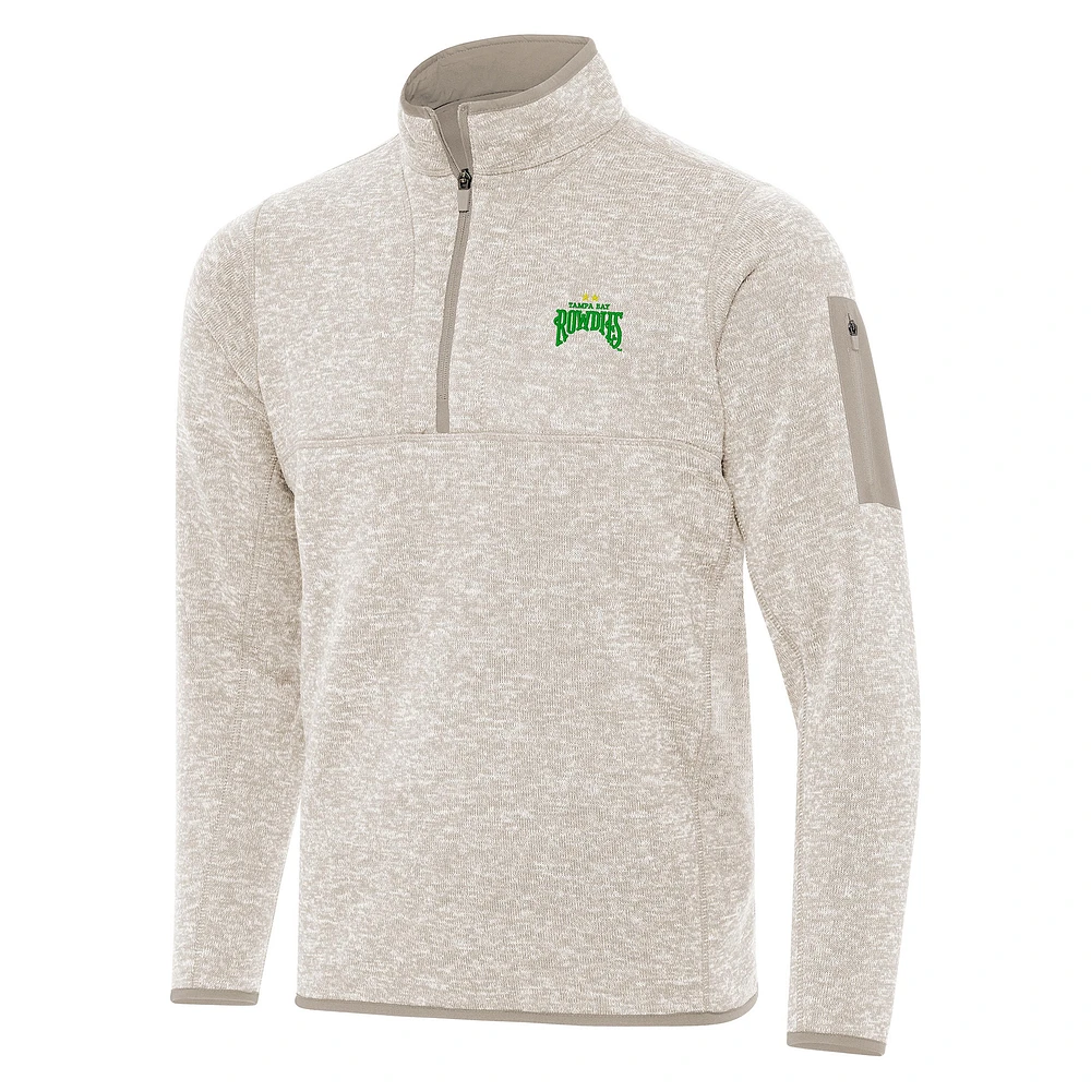 Men's Antigua Oatmeal Tampa Bay Rowdies Fortune Quarter-Zip Pullover