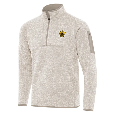 Men's Antigua Oatmeal Rhode Island FC Fortune Quarter-Zip Pullover