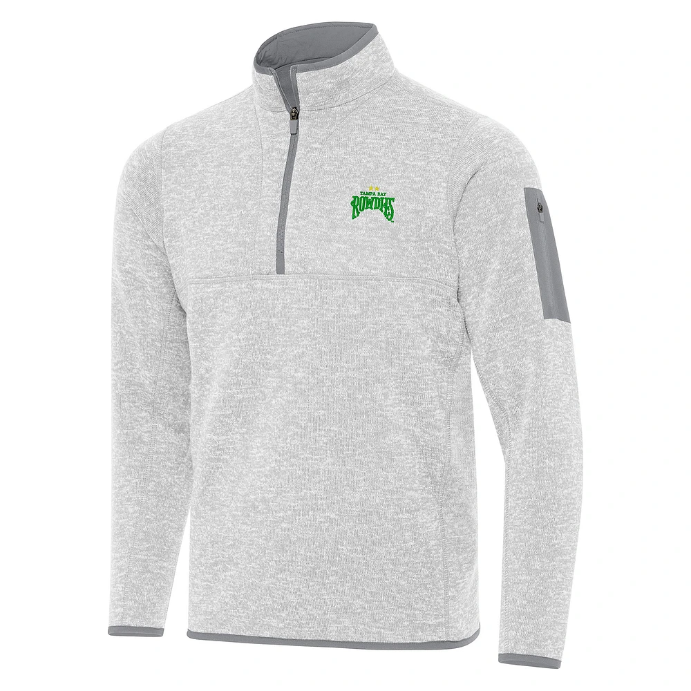 Men's Antigua Heather Gray Tampa Bay Rowdies Fortune Quarter-Zip Pullover