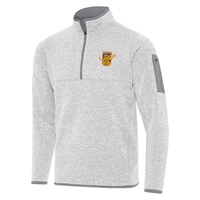 Men's Antigua  Heather Gray Detroit City FC Fortune Quarter-Zip Pullover