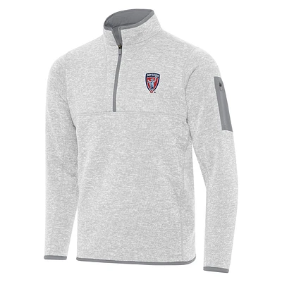 Men's Antigua Heather Gray Indy Eleven Fortune Quarter-Zip Pullover