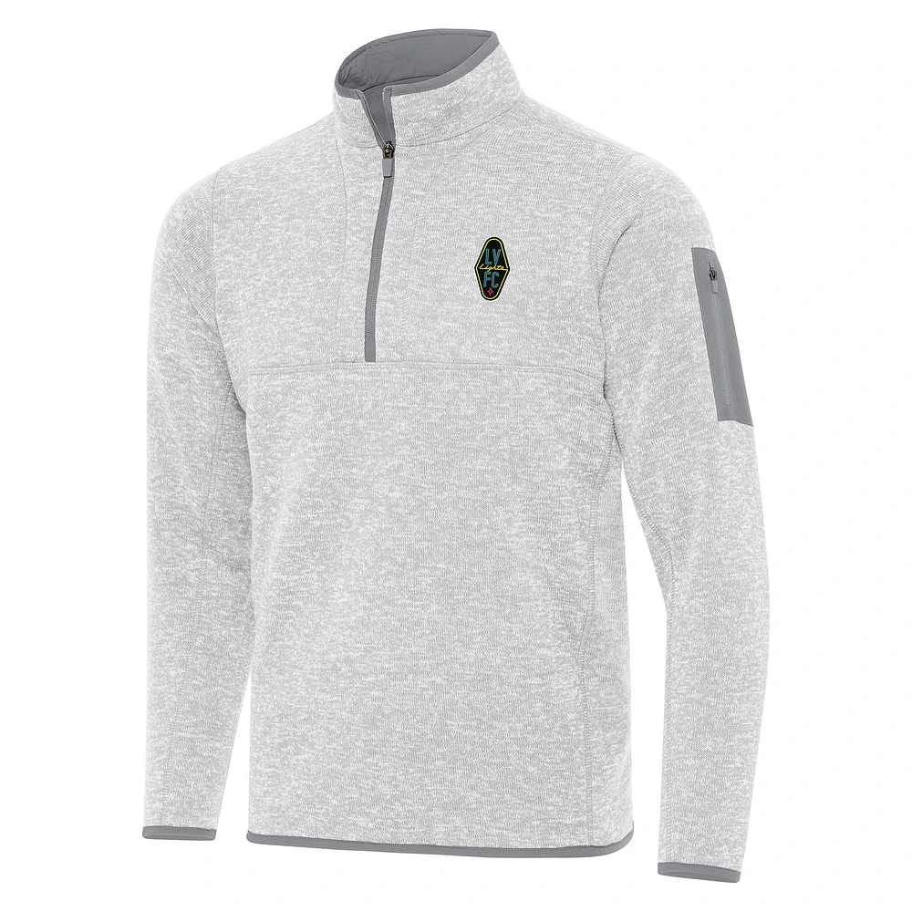 Men's Antigua Heather Gray Las Vegas Lights FC Fortune Quarter-Zip Pullover