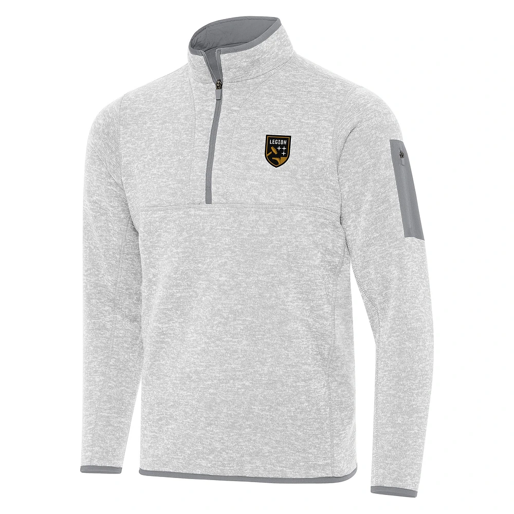 Men's Antigua Heather Gray Birmingham Legion FC Fortune Quarter-Zip Pullover