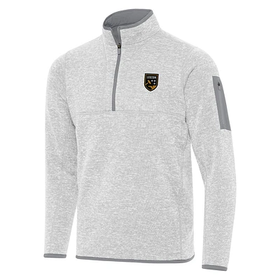 Men's Antigua Heather Gray Birmingham Legion FC Fortune Quarter-Zip Pullover