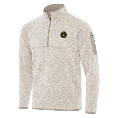 Men's Antigua Oatmeal Charleston Battery Fortune Quarter-Zip Pullover