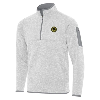 Men's Antigua Heather Gray Charleston Battery Fortune Quarter-Zip Pullover