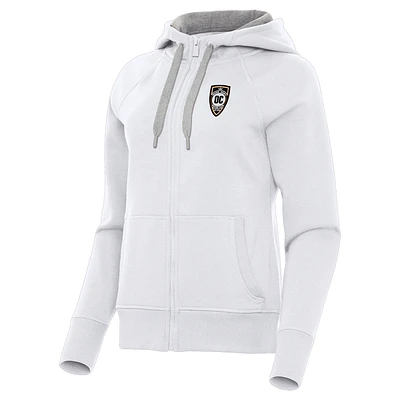 Women's Antigua Orange County SC Victory Raglan Fleece Full-Zip Hoodie