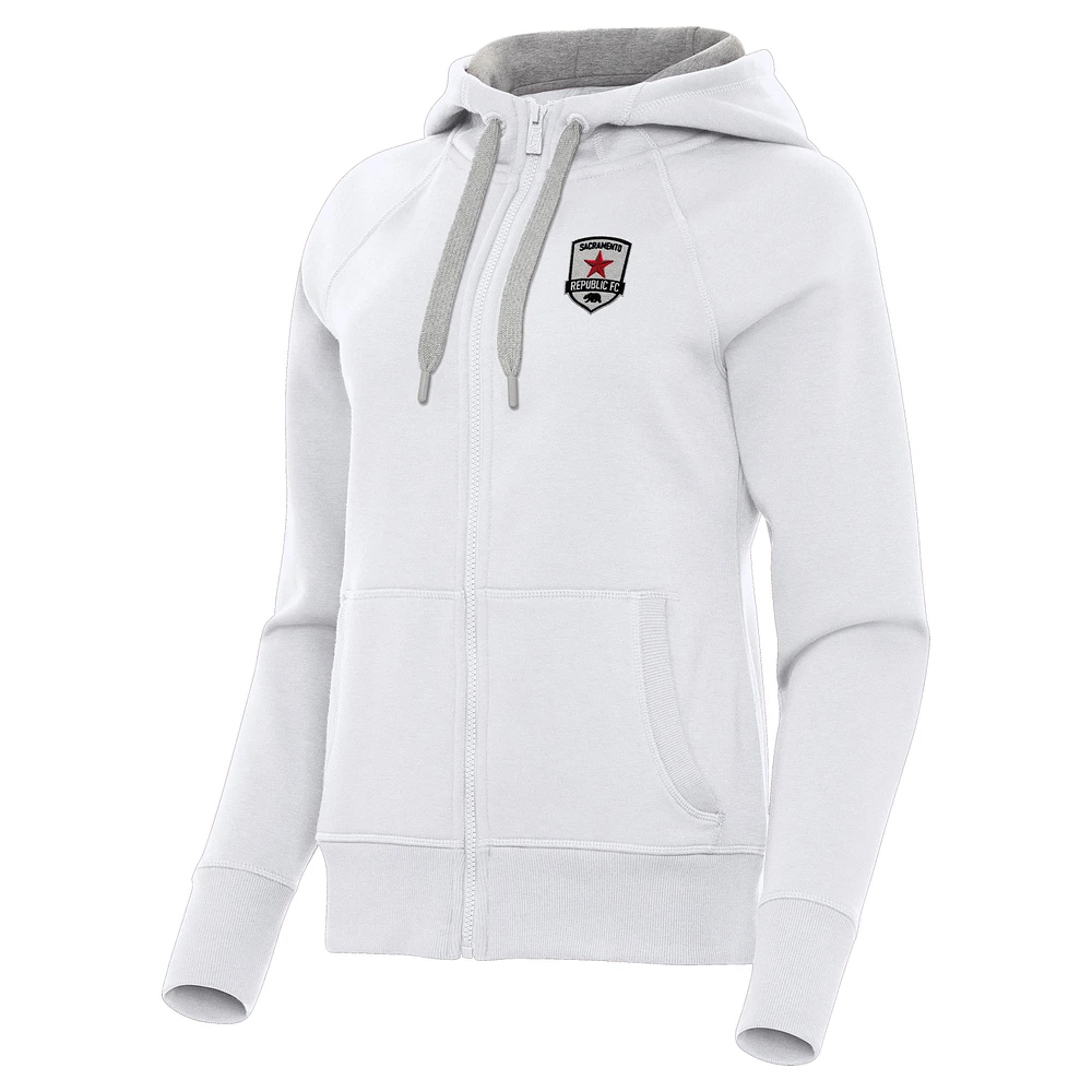 Women's Antigua Sacramento Republic FC Victory Raglan Fleece Full-Zip Hoodie