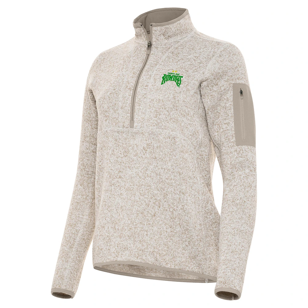 Women's Antigua Oatmeal Tampa Bay Rowdies Fortune Half-Zip Pullover
