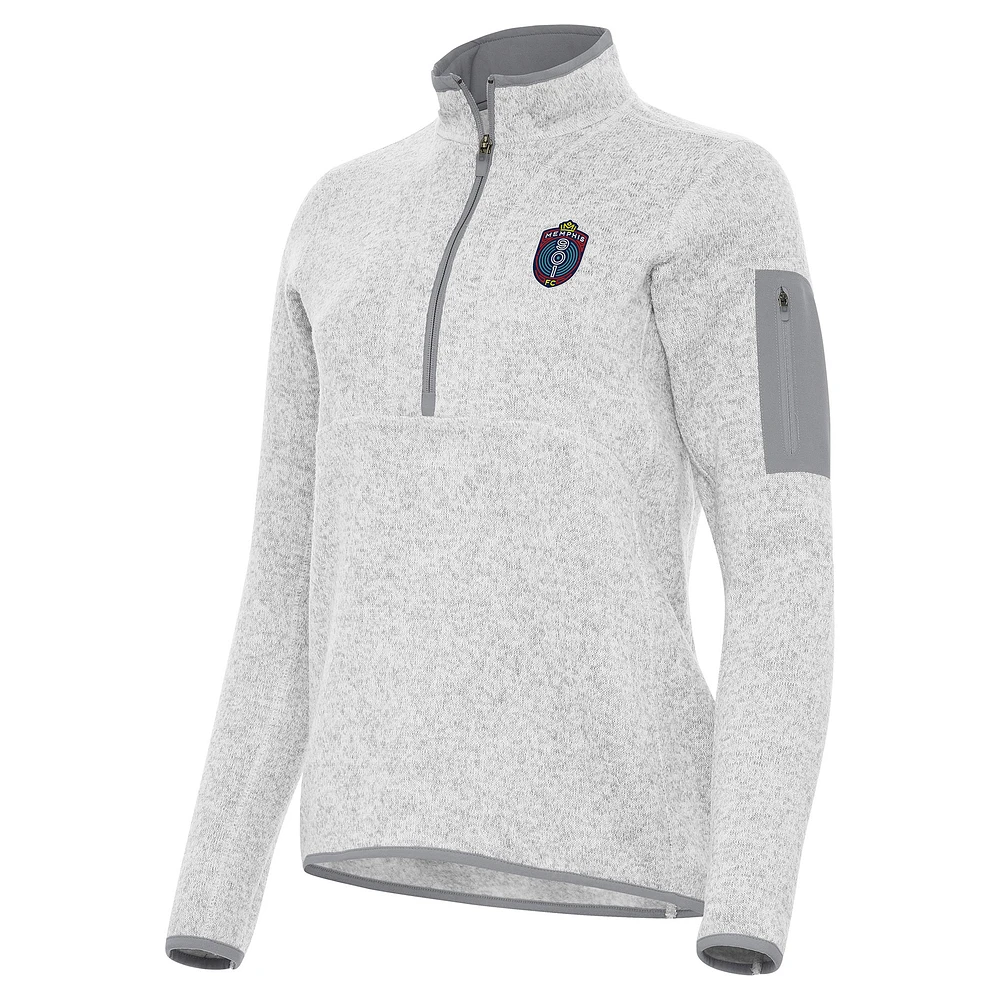 Women's Antigua Heather Gray Memphis 901 FC Fortune Half-Zip Pullover