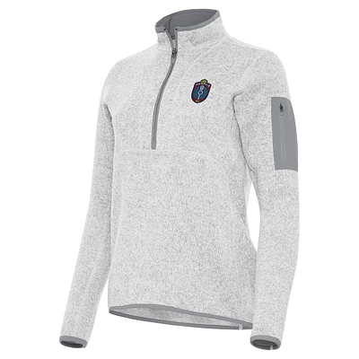 Women's Antigua Heather Gray Memphis 901 FC Fortune Half-Zip Pullover