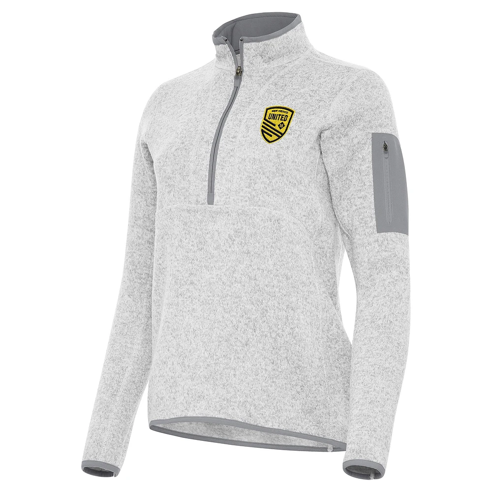 Women's Antigua Heather Gray New Mexico United Fortune Half-Zip Pullover