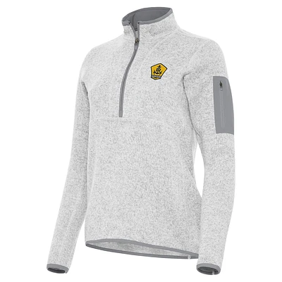 Women's Antigua Heather Gray Rhode Island FC Fortune Half-Zip Pullover