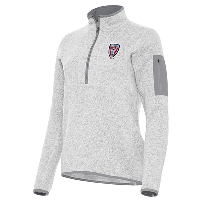 Women's Antigua Heather Gray Indy Eleven Fortune Half-Zip Pullover