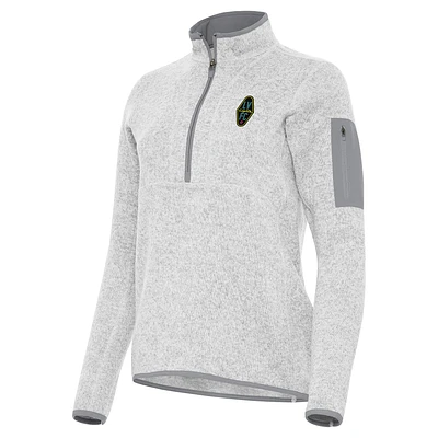 Women's Antigua Heather Gray Las Vegas Lights FC Fortune Half-Zip Pullover