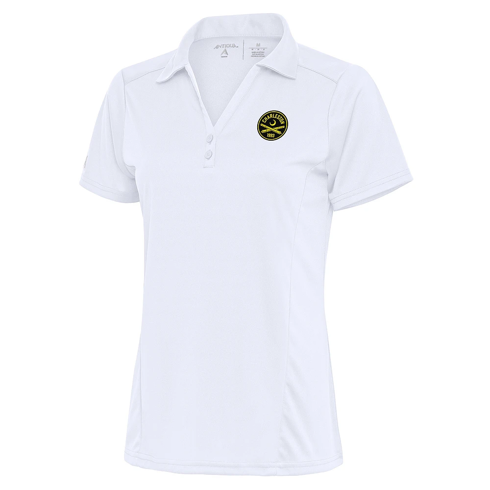 Women's Antigua White Charleston Battery Tribute Polo