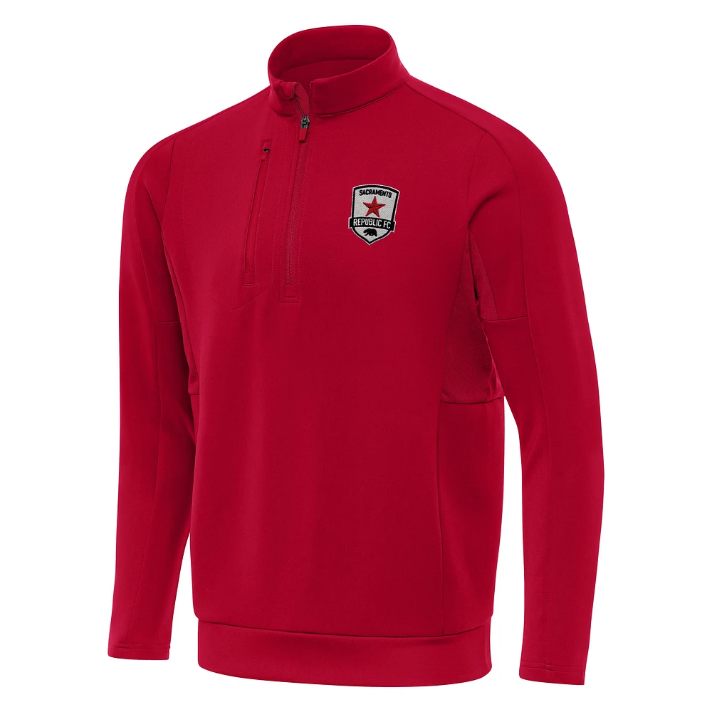 Men's Antigua Red Sacramento Republic FC Generation Quarter-Zip Pullover