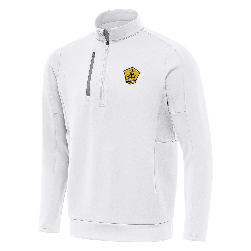 Men's Antigua White Rhode Island FC Generation Quarter-Zip Pullover