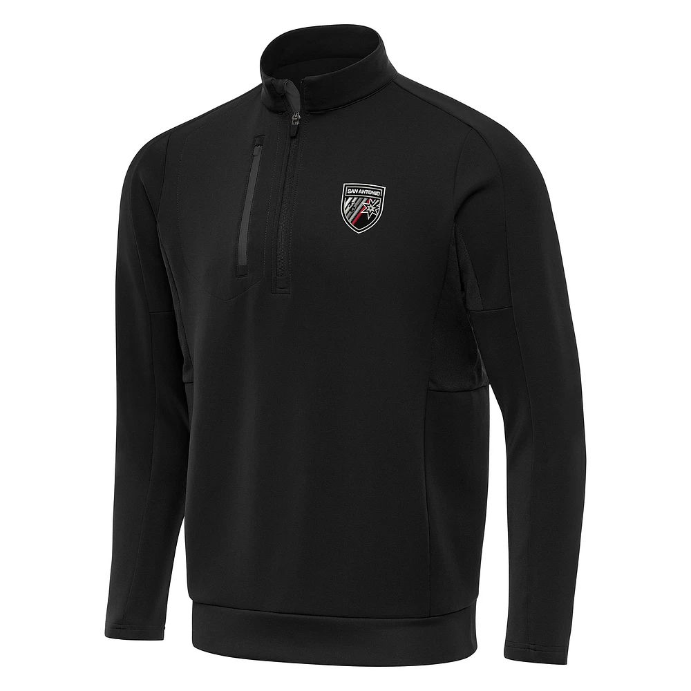 Men's Antigua Black San Antonio FC Generation Quarter-Zip Pullover
