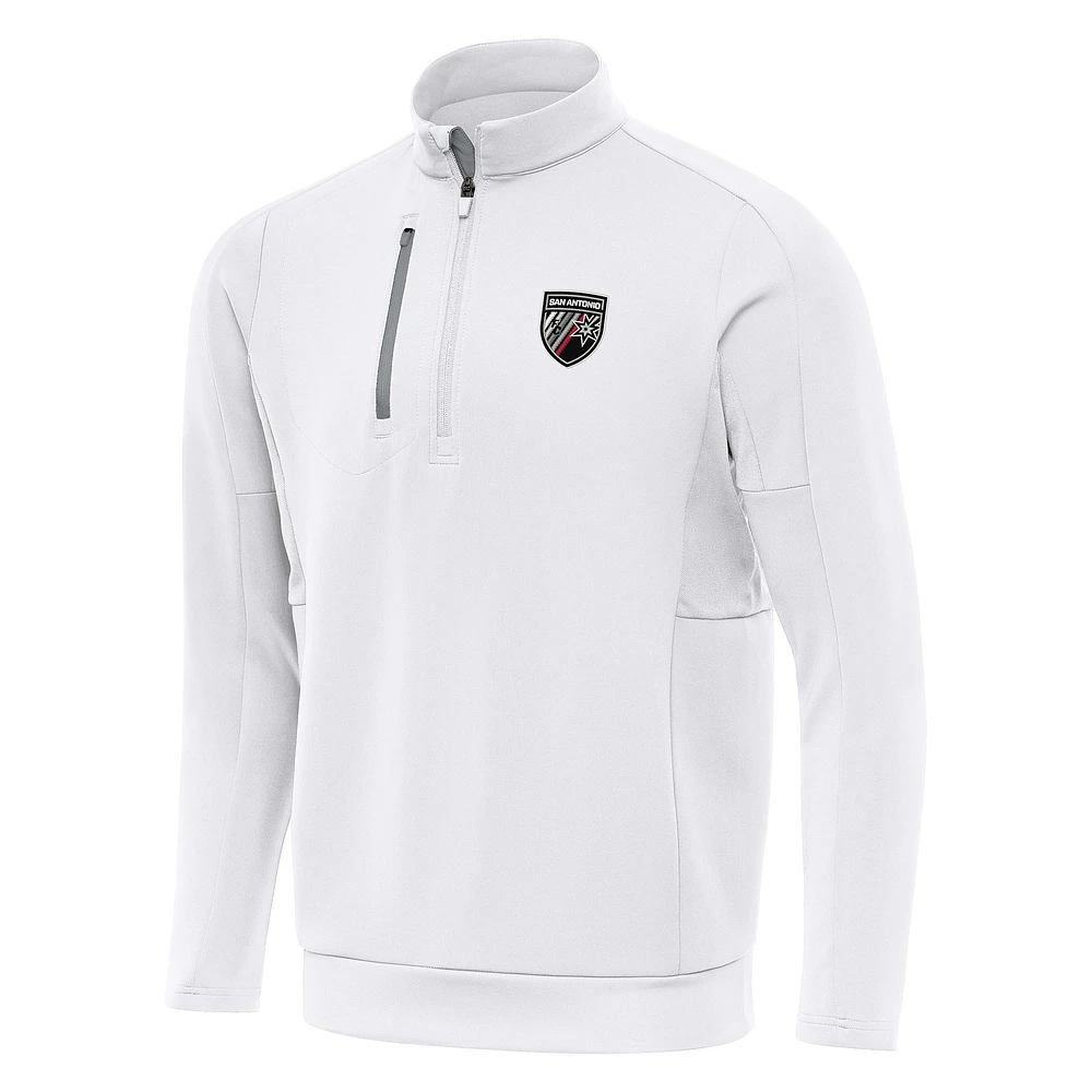 Men's Antigua White San Antonio FC Generation Quarter-Zip Pullover