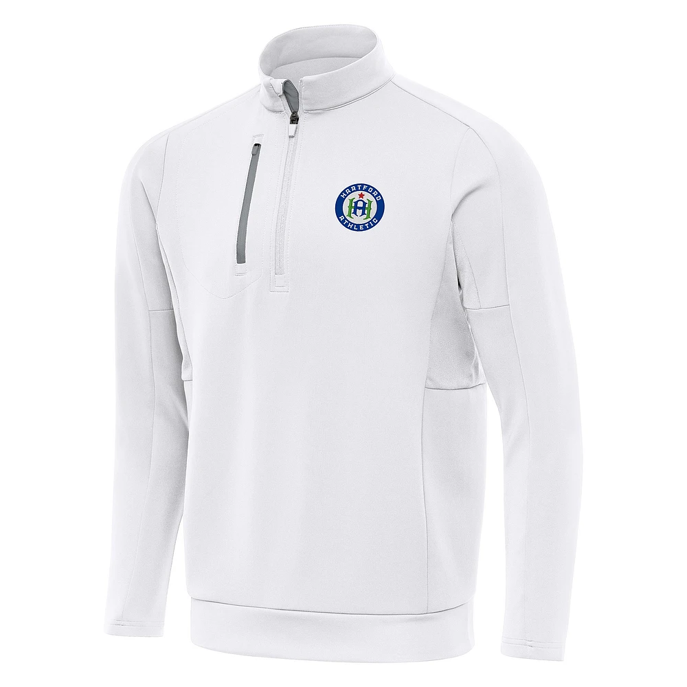 Men's Antigua White Hartford Athletic Generation Quarter-Zip Pullover