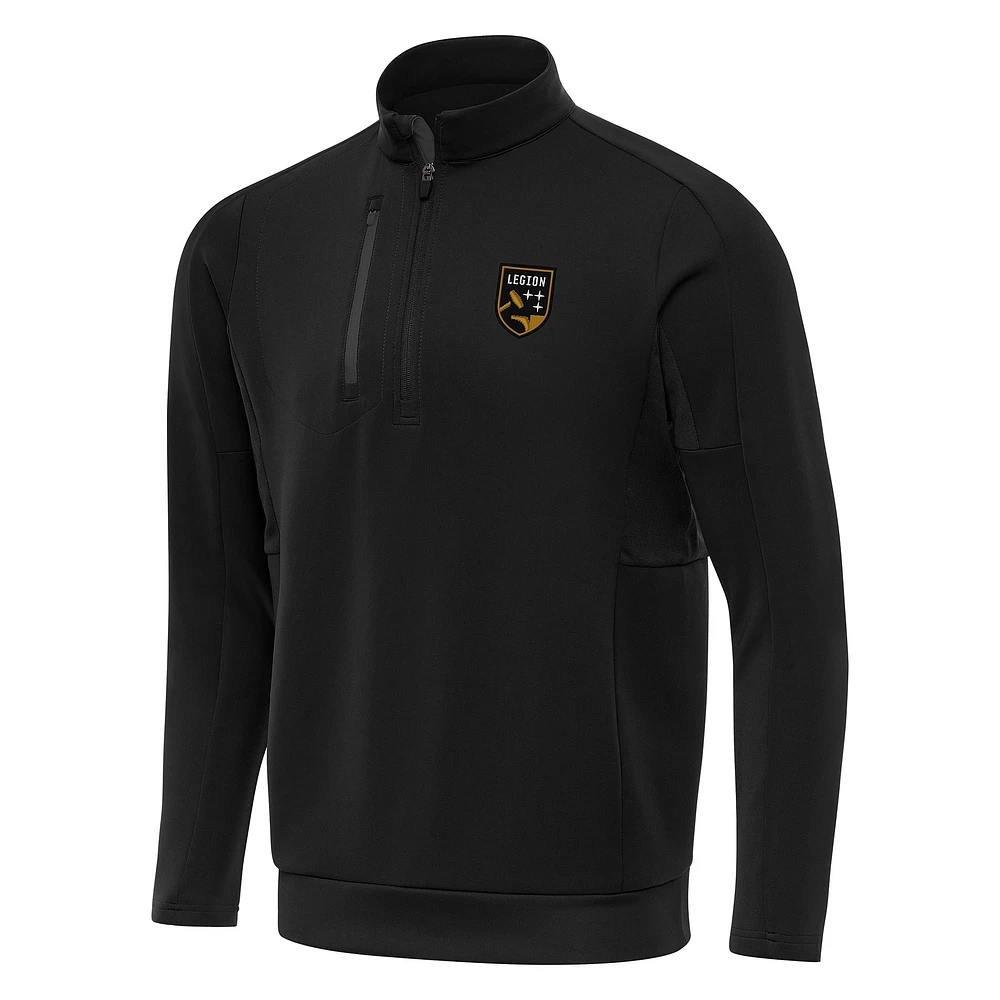 Men's Antigua Black Birmingham Legion FC Generation Quarter-Zip Pullover