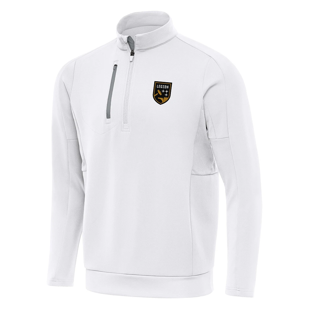 Men's Antigua White Birmingham Legion FC Generation Quarter-Zip Pullover