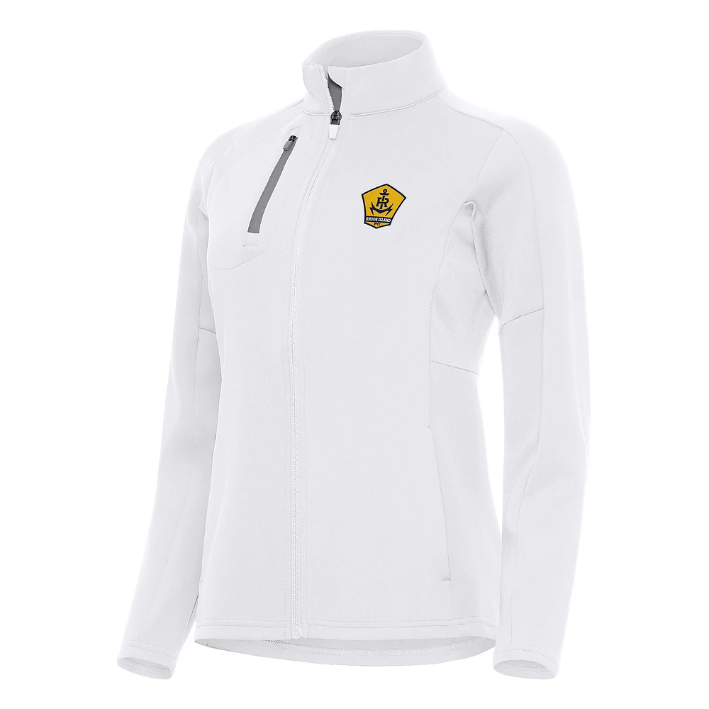 Women's Antigua White Rhode Island FC Generation Full-Zip Jacket