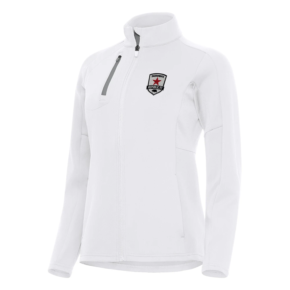 Women's Antigua White Sacramento Republic FC Generation Full-Zip Jacket