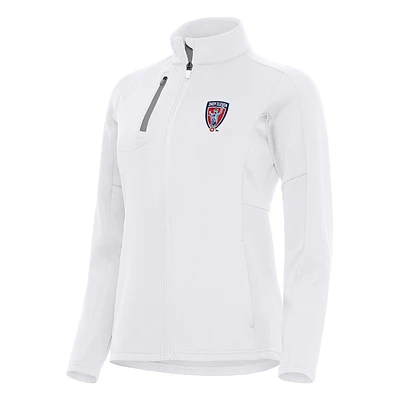 Women's Antigua White Indy Eleven Generation Full-Zip Jacket
