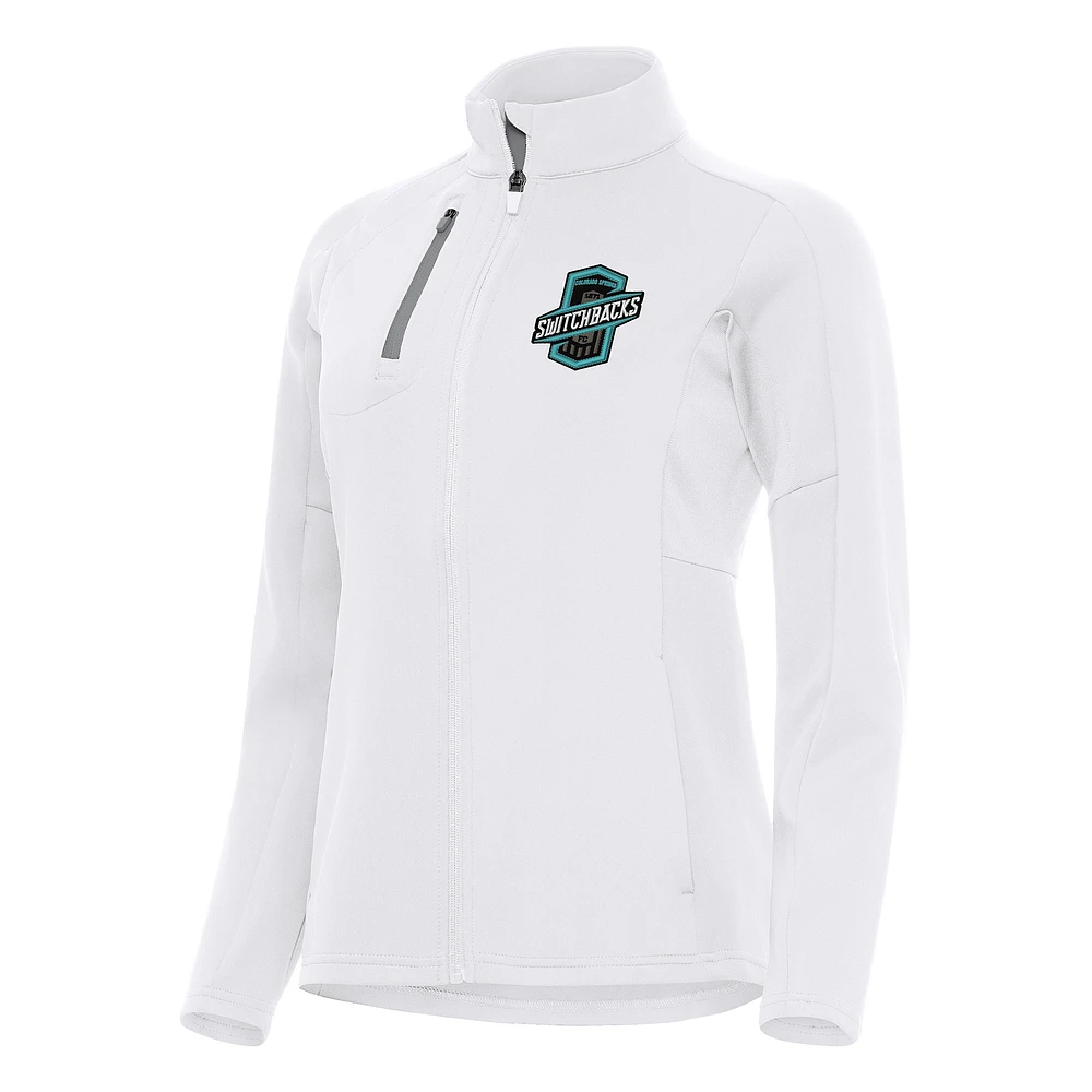 Women's Antigua White Colorado Springs Switchbacks FC Generation Full-Zip Jacket
