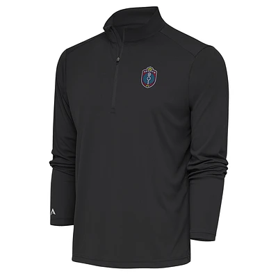 Men's Antigua Black Memphis 901 FC Tribute Quarter-Zip Top