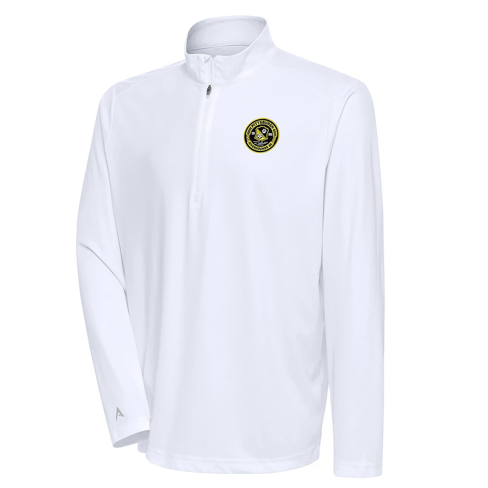 Men's Antigua White Pittsburgh Riverhounds SC Tribute Quarter-Zip Top