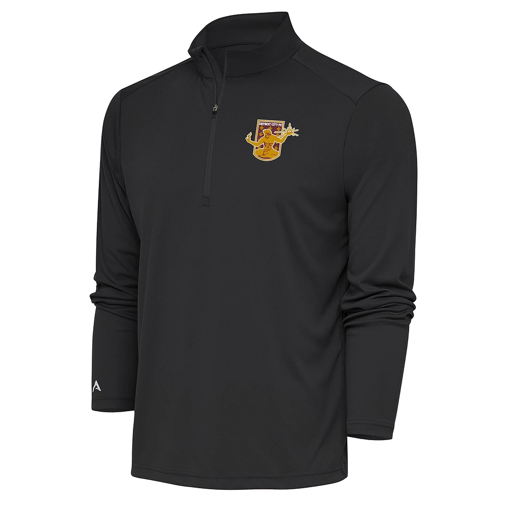 Men's Antigua Black Detroit City FC Tribute Quarter-Zip Top