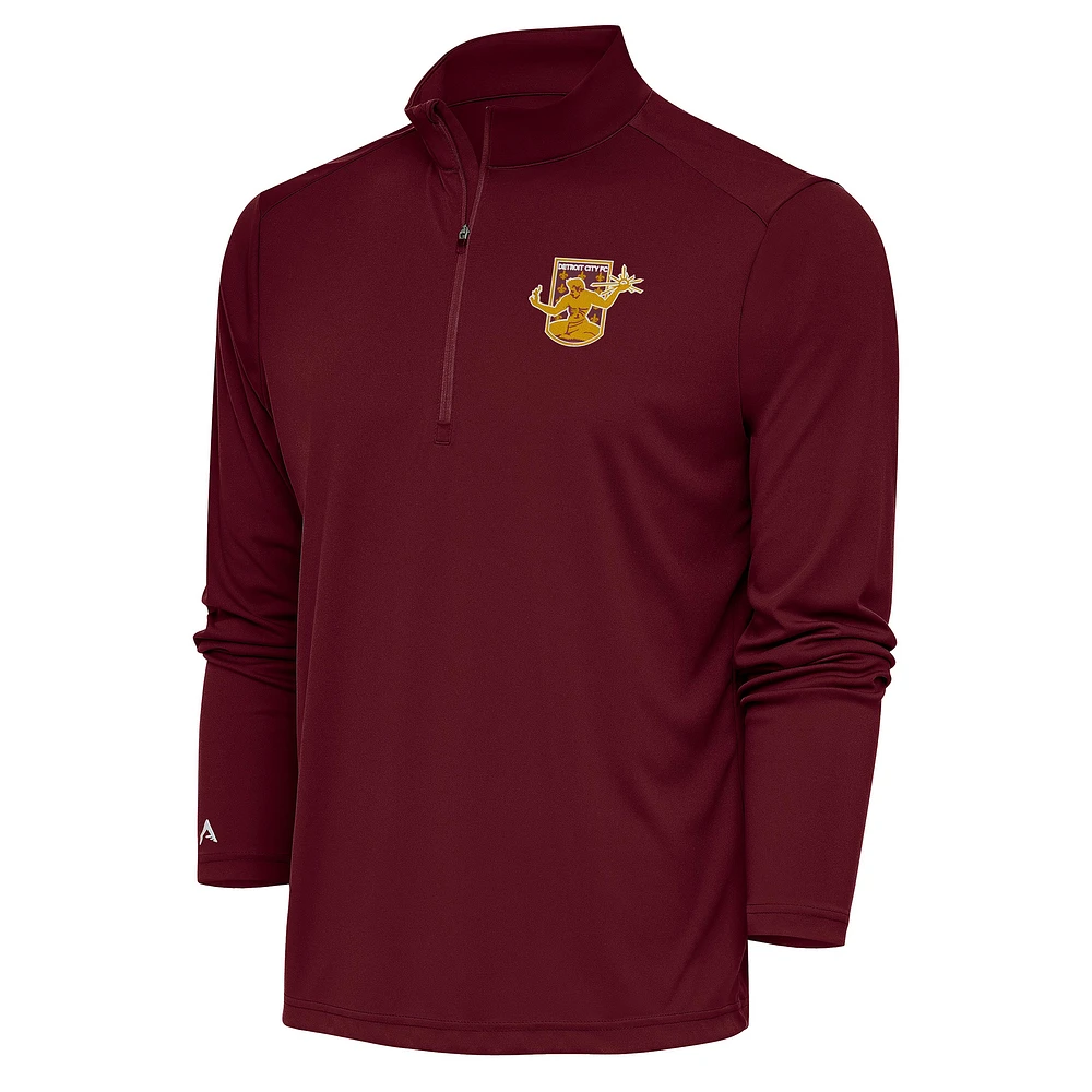 Men's Antigua Maroon Detroit City FC Tribute Quarter-Zip Top