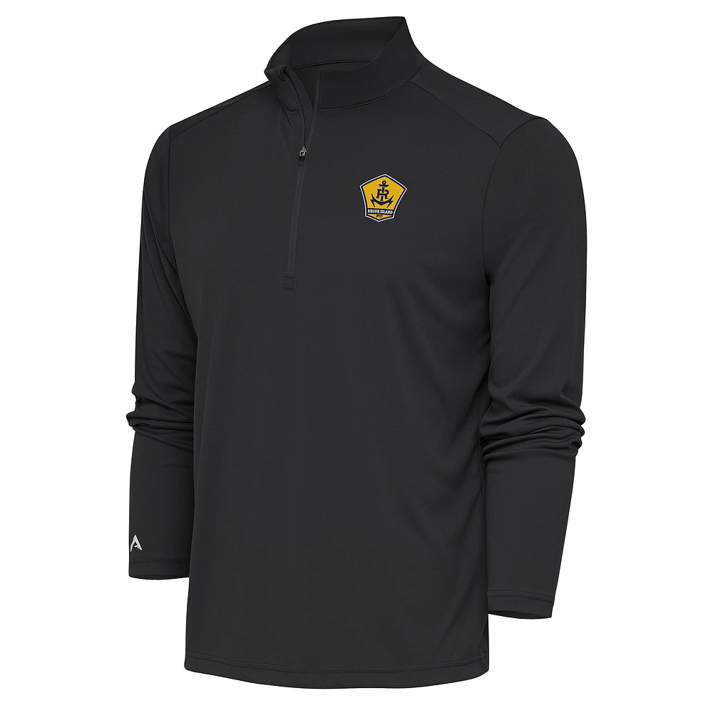 Men's Antigua Black Rhode Island FC Tribute Quarter-Zip Top