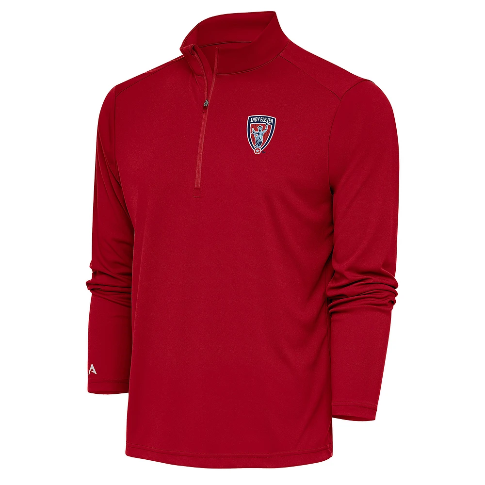Men's Antigua Red Indy Eleven Tribute Quarter-Zip Top