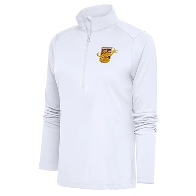 Women's Antigua White Detroit City FC Tribute Half-Zip Pullover