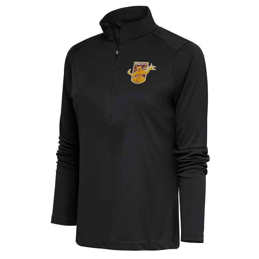 Women's Antigua Black Detroit City FC Tribute Half-Zip Pullover