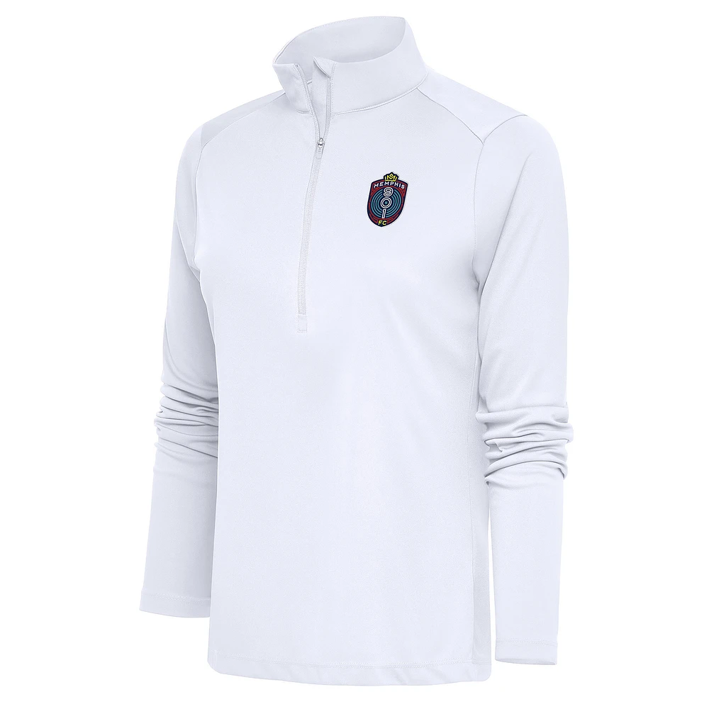 Women's Antigua White Memphis 901 FC Tribute Half-Zip Pullover