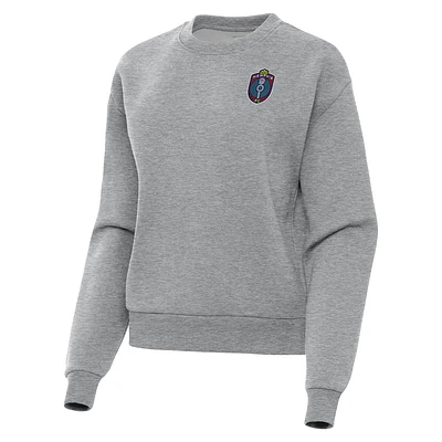 Women's Antigua Heather Gray Memphis 901 FC Victory Fleece Pullover Sweatshirt