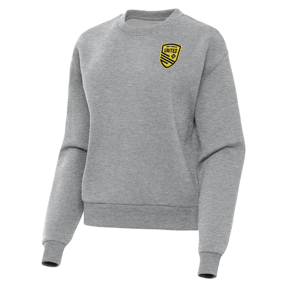 Women's Antigua Heather Gray New Mexico United Victory Fleece Pullover Sweatshirt