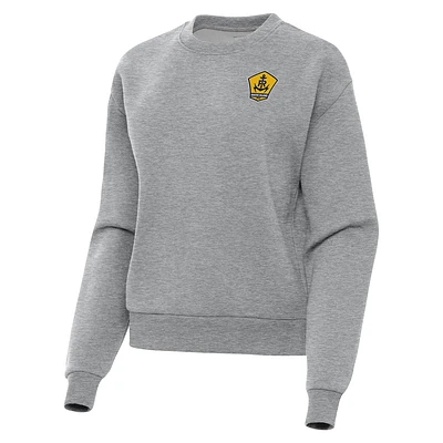 Women's Antigua Heather Gray Rhode Island FC Victory Fleece Pullover Sweatshirt
