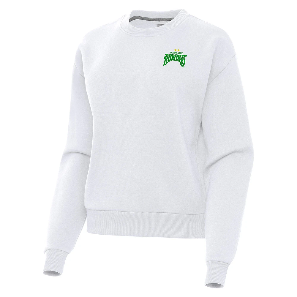 Women's Antigua White Tampa Bay Rowdies Victory Fleece Pullover Sweatshirt