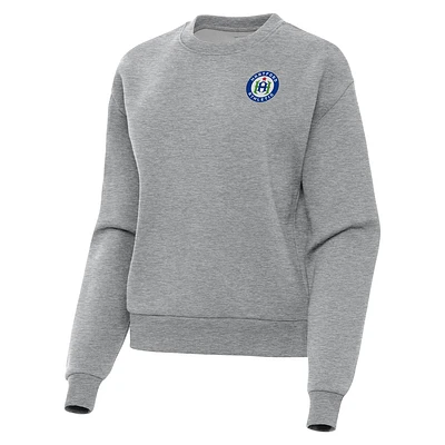 Women's Antigua Heather Gray Hartford Athletic Victory Fleece Pullover Sweatshirt