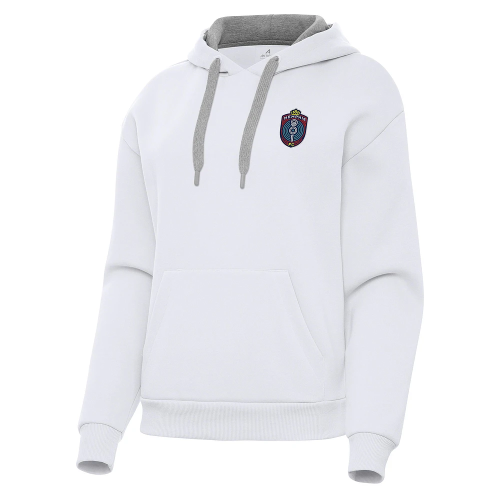 Women's Antigua White Memphis 901 FC Victory Pullover Hoodie