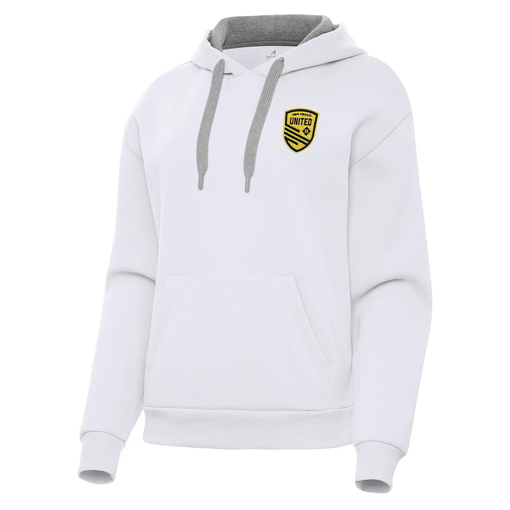 Women's Antigua White New Mexico United Victory Pullover Hoodie