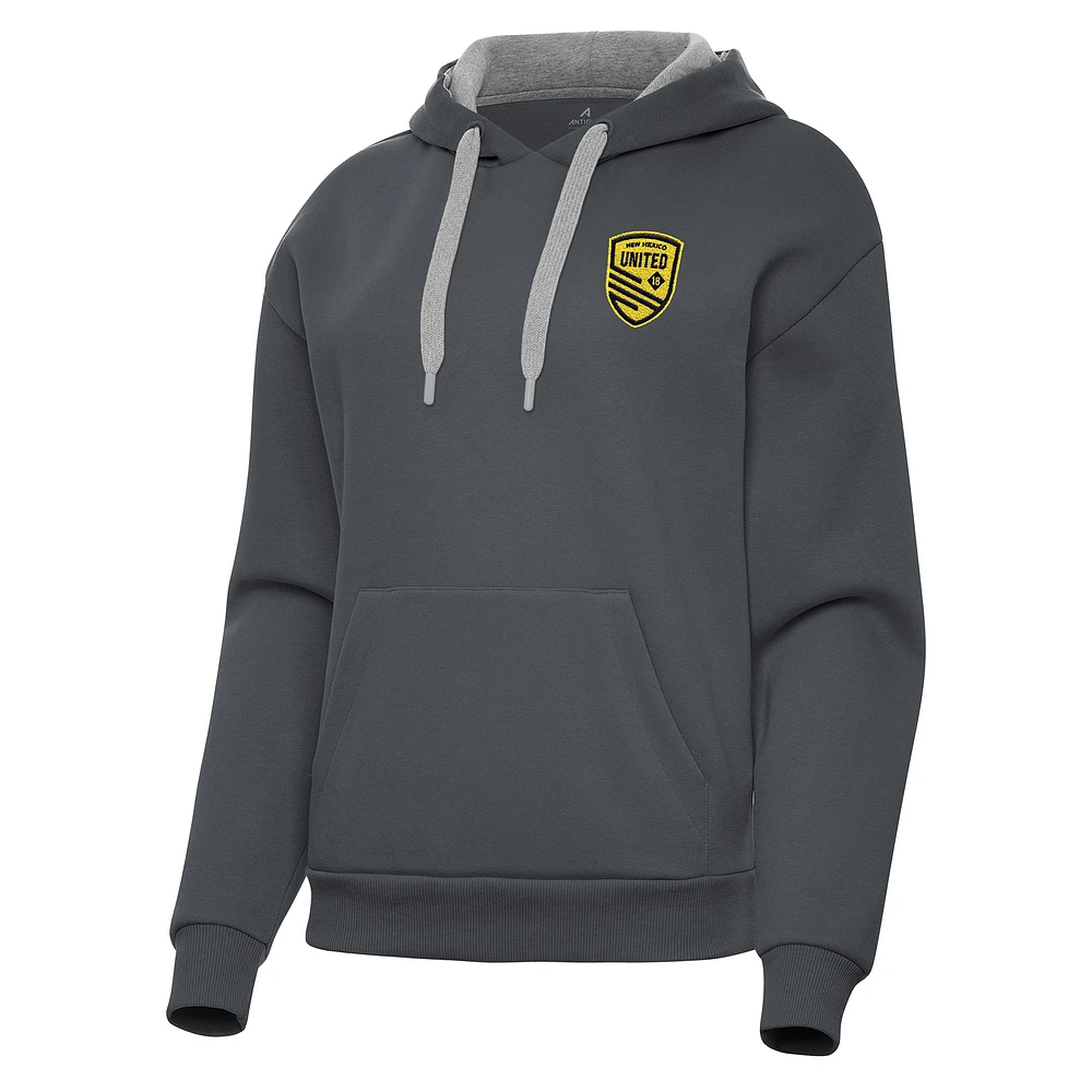 Women's Antigua Charcoal New Mexico United Victory Pullover Hoodie